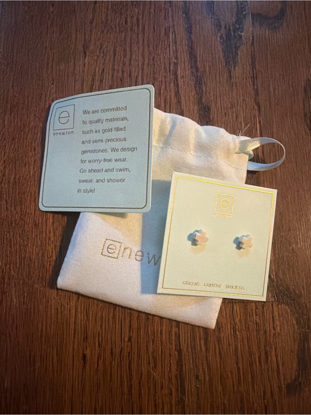E Newton white cross Stud Earrings nwt